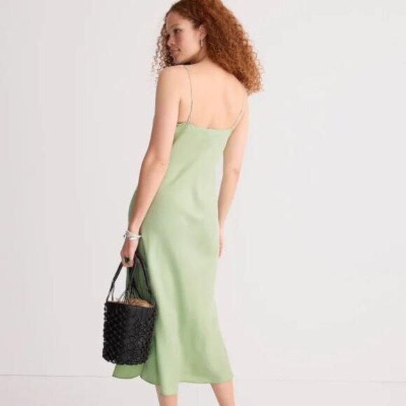 NWT J. Crew Green Gwenyth Cupro Slip Midi Dress 16 - Picture 1 of 7